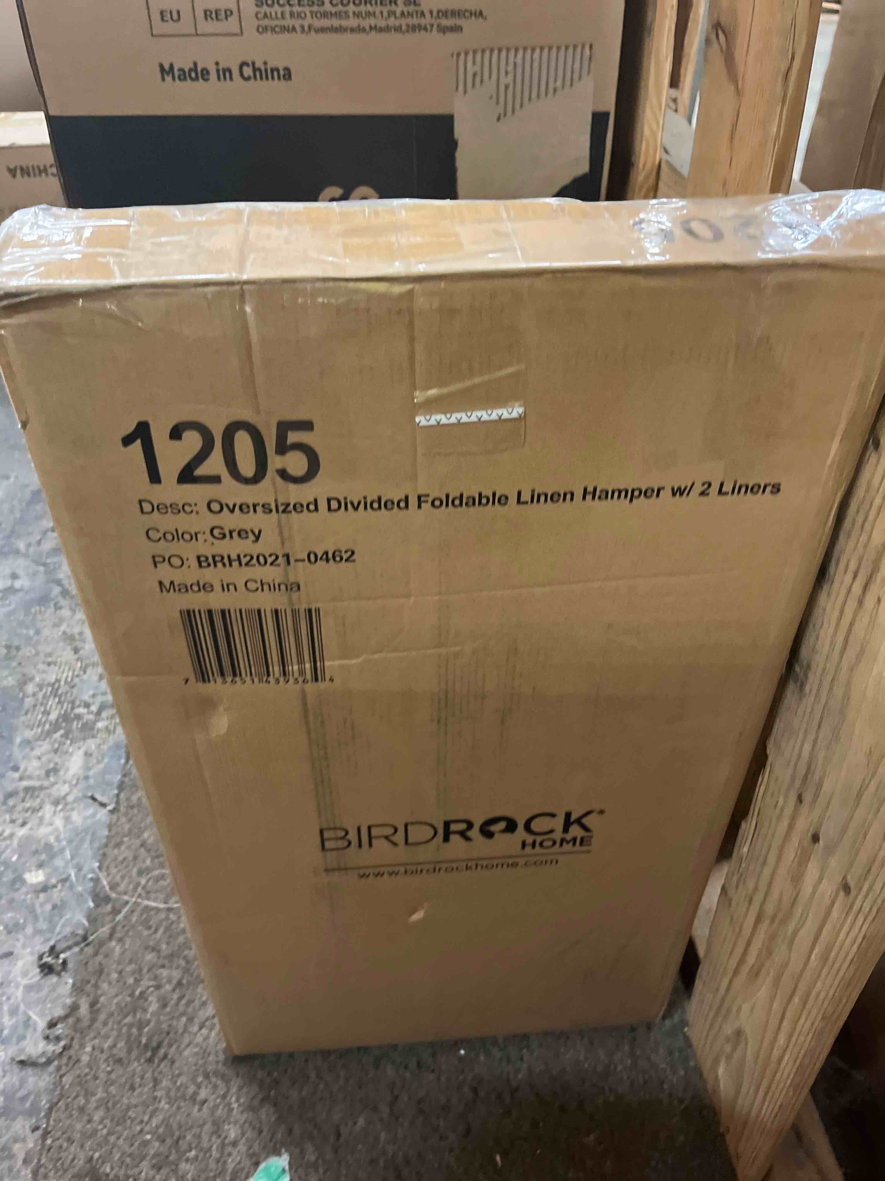 Condition photo showing New/Like New for BirdRock Home Double Linen Laundry Hamper with Lid and Removable Liners - Grey