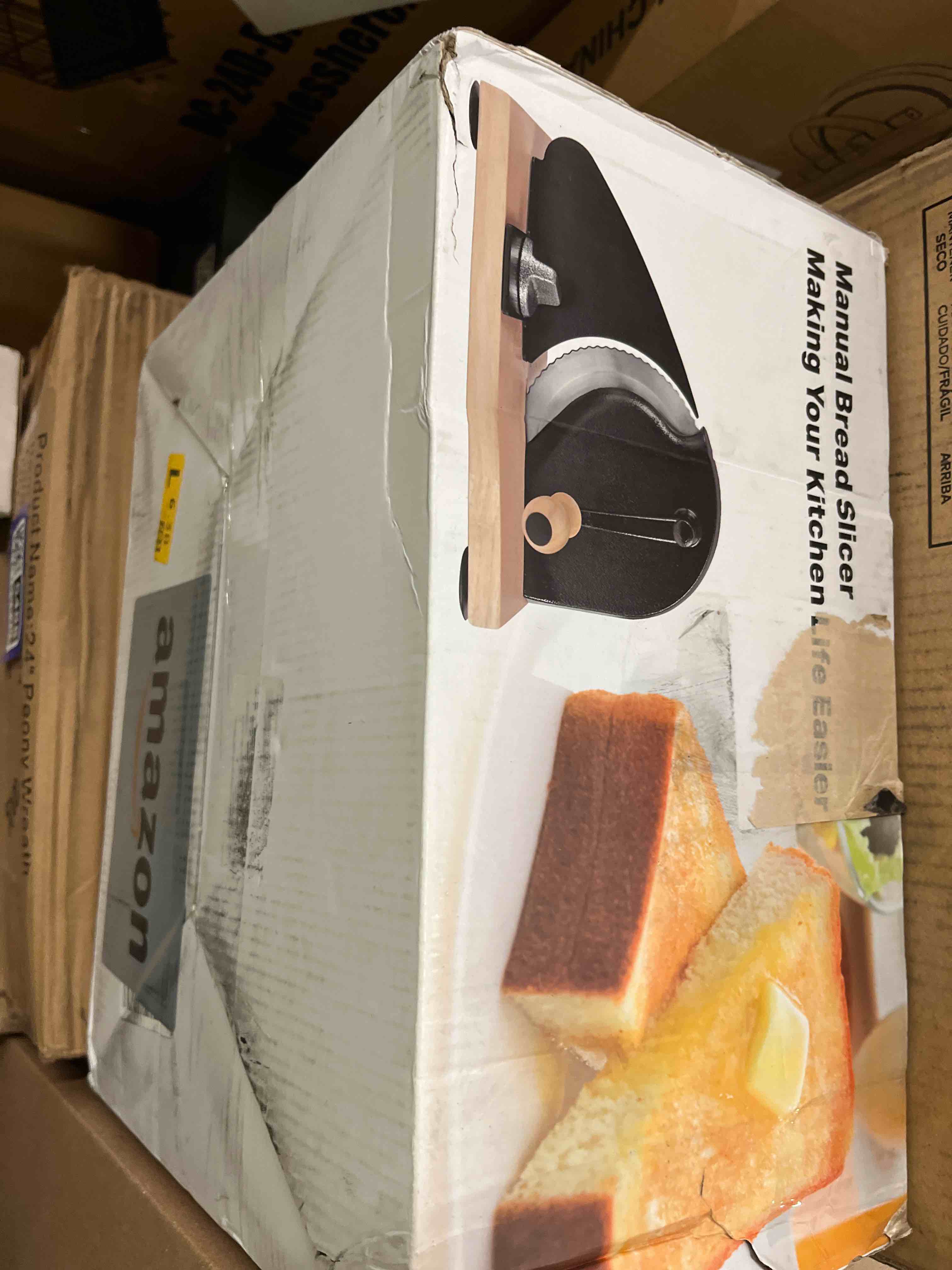 Condition photo showing New/Like New for Manual Bread Slicer, Versatile Hand-Crank Bread Slicer for Bakeries, Coffee Shop, Home Kitchen with Suction Cup Can Adjustable Thickness