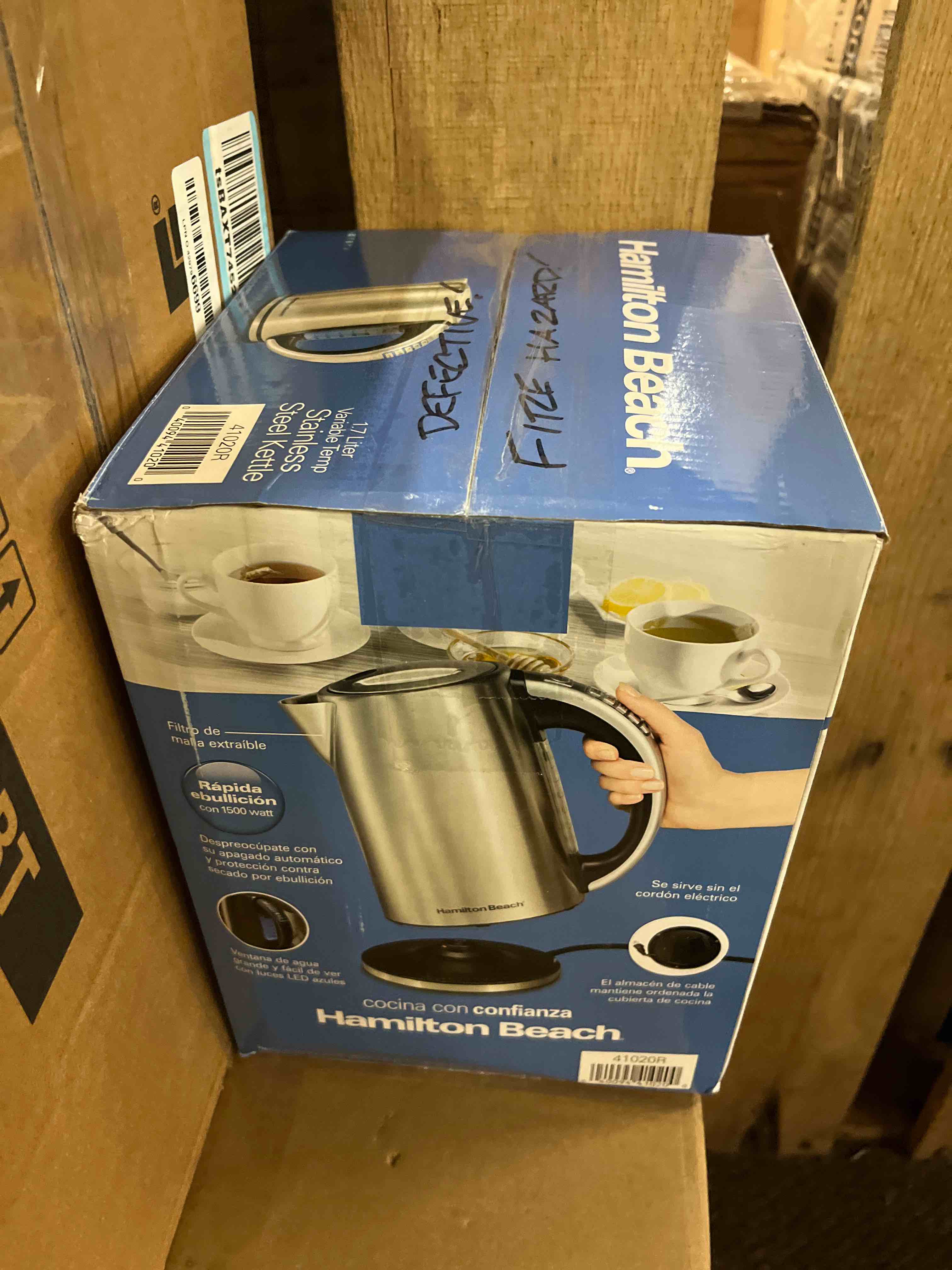 Condition photo showing New/Like New for Hamilton Beach 1.7 Liter Temperature Control Electric Kettle, Water Boiler & Heater, Fast Boiling 1500 Watts, BPA Free, Cordless, Auto-Shutoff and Boil-Dry Protection, Stainless Steel (41020R)