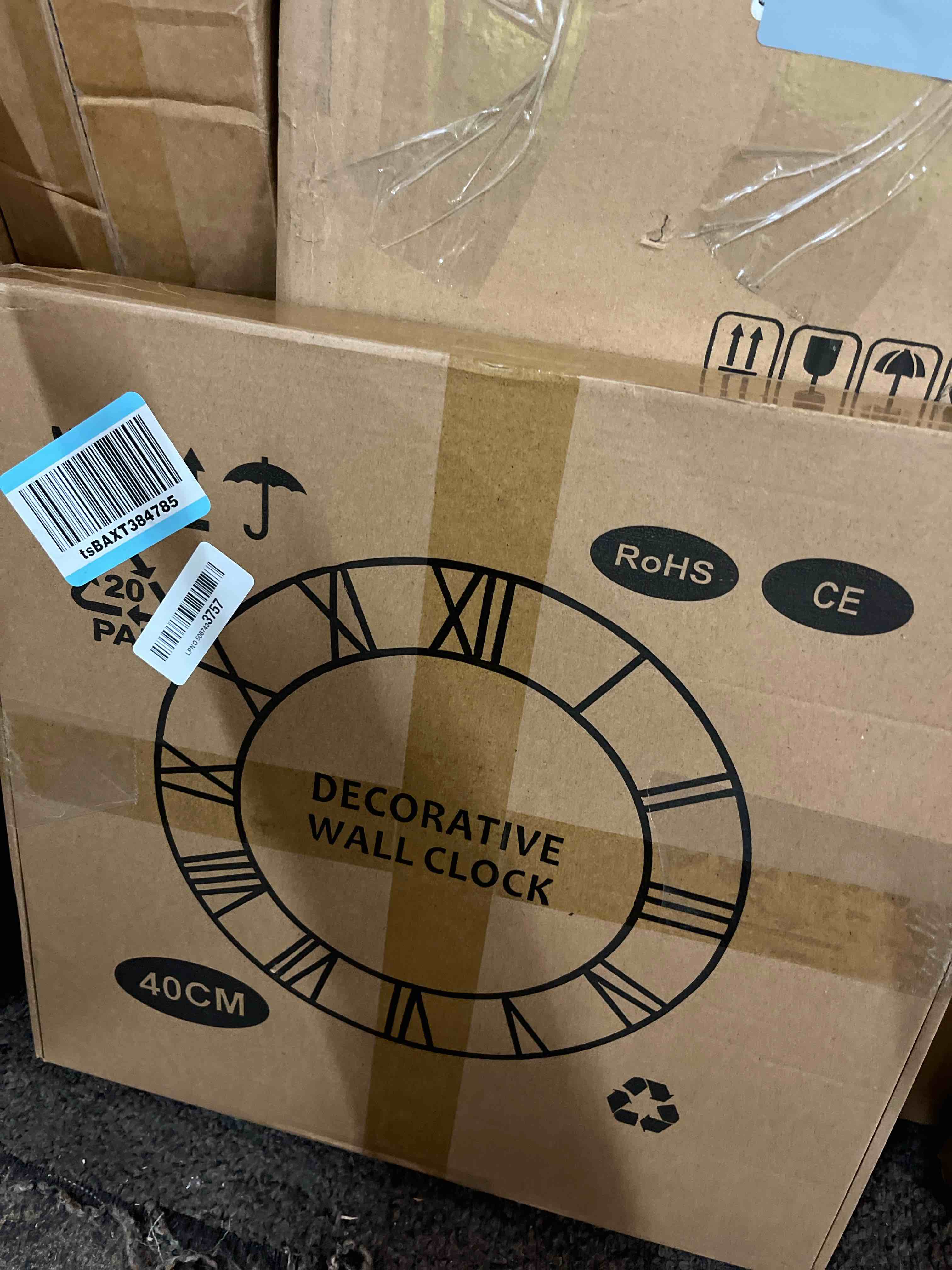 Condition photo showing New/Like New for Maxstar 16'' Wall Clock for Living Room Decor, Ultra-Silent Rustic Wooden Farmhouse Wall Clock with Metal & Real Wood Frame, Battery Operated, for Kitchen Bedroom Office, Roman Numerals