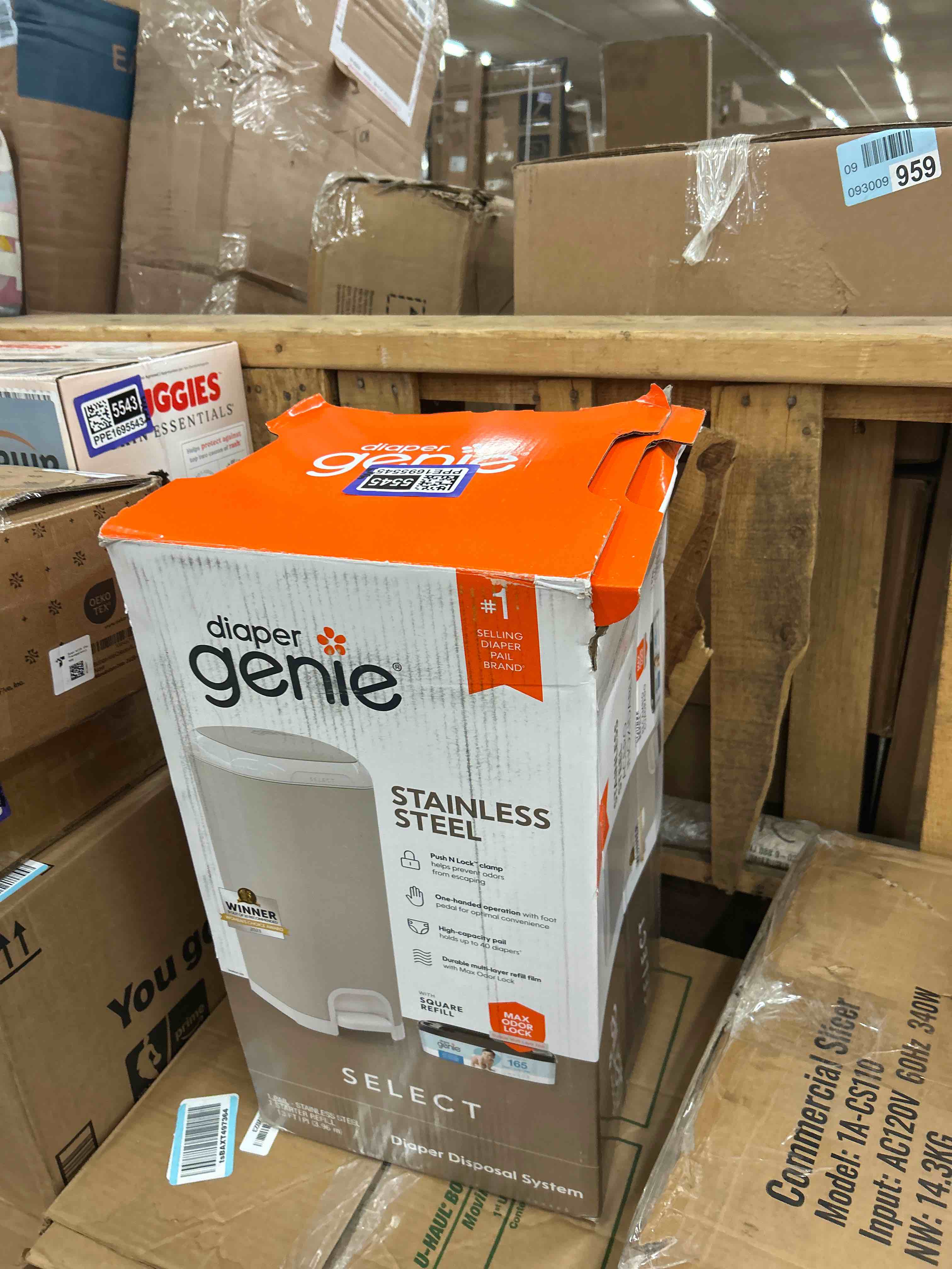 Condition photo showing New/Like New for Diaper Genie Select Diaper Pail - Gray