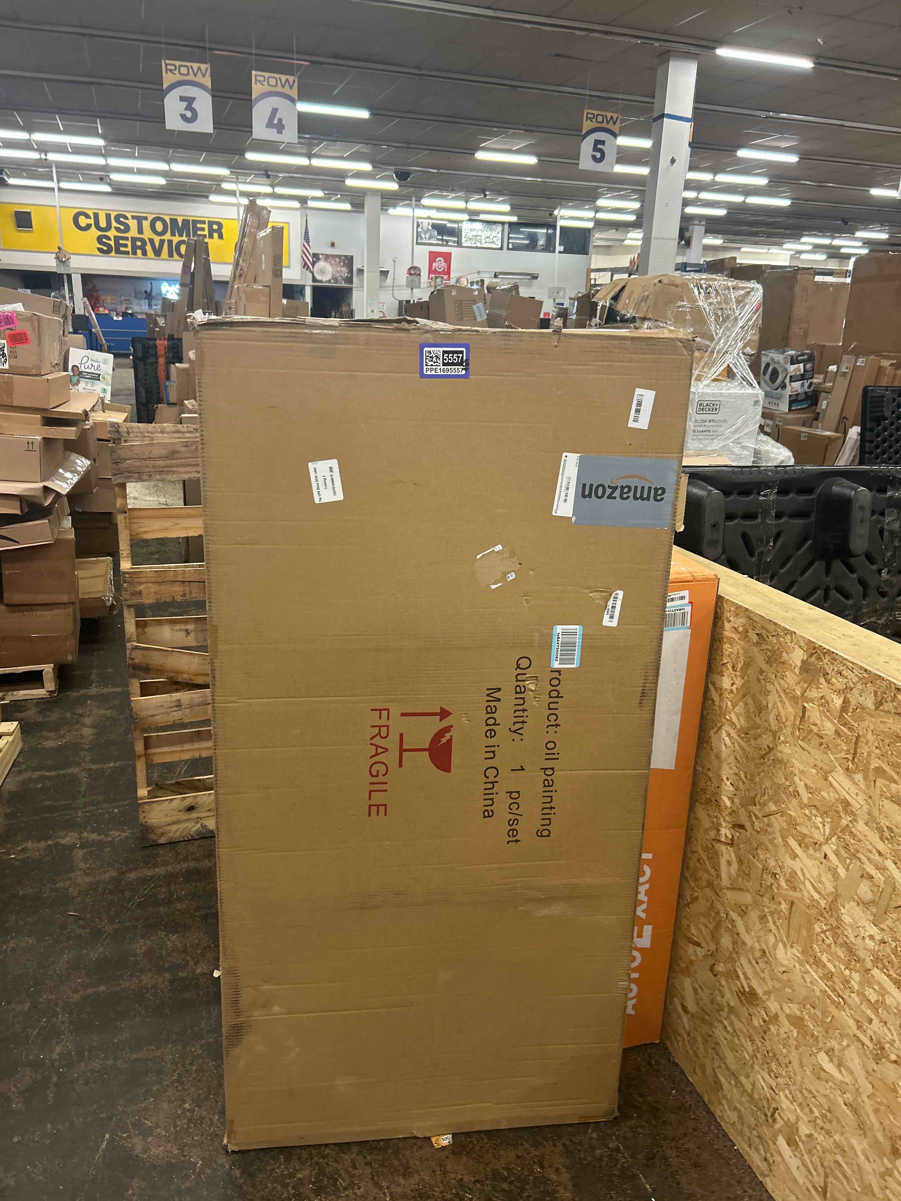 Condition photo showing New/Like New for AMEI Art,30x60Inch Colorful Knife Painted on Canvas Teal Blue Fantasy Abstract Paintings Seascape Artwork Modern Colorful Acrylic Wall Art Wood Inside Framed Ready to Hang