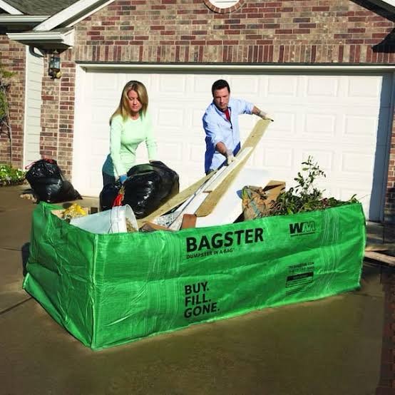 bagster 3cuyd dumpster in a bag holds up to 3,300 lb, green