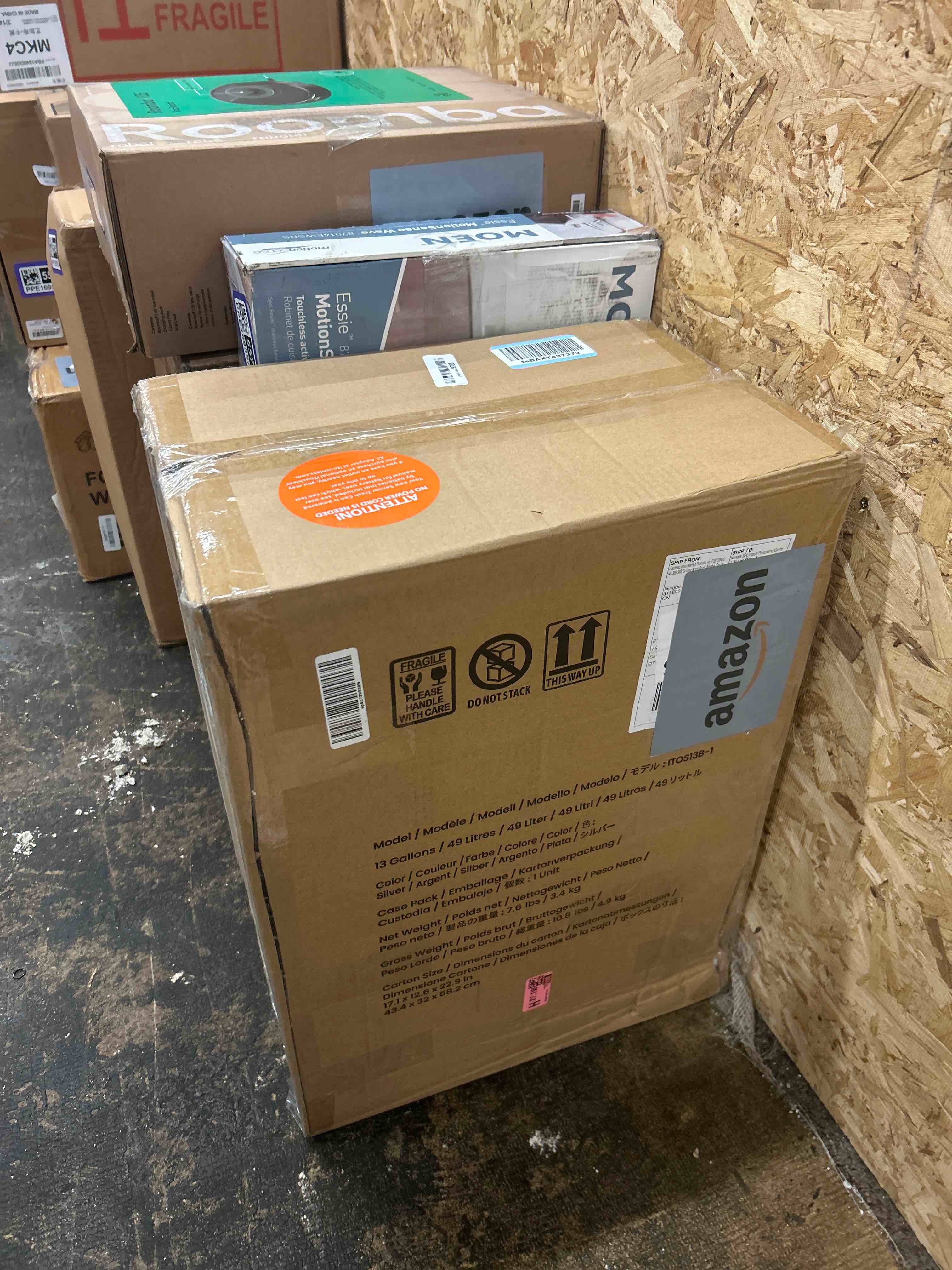 Condition photo showing New/Like New for itouchless 13 gallon sensorcan touchless trash can with odor control system, stainless steel, oval shape kitchen bin