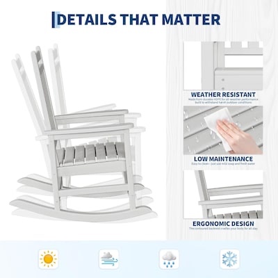 Condition photo showing Good Condition for Garvee HDPE Rocking Chair Outdoor Set of 2 Poly High Back Porch Rocker Chairs for Adults