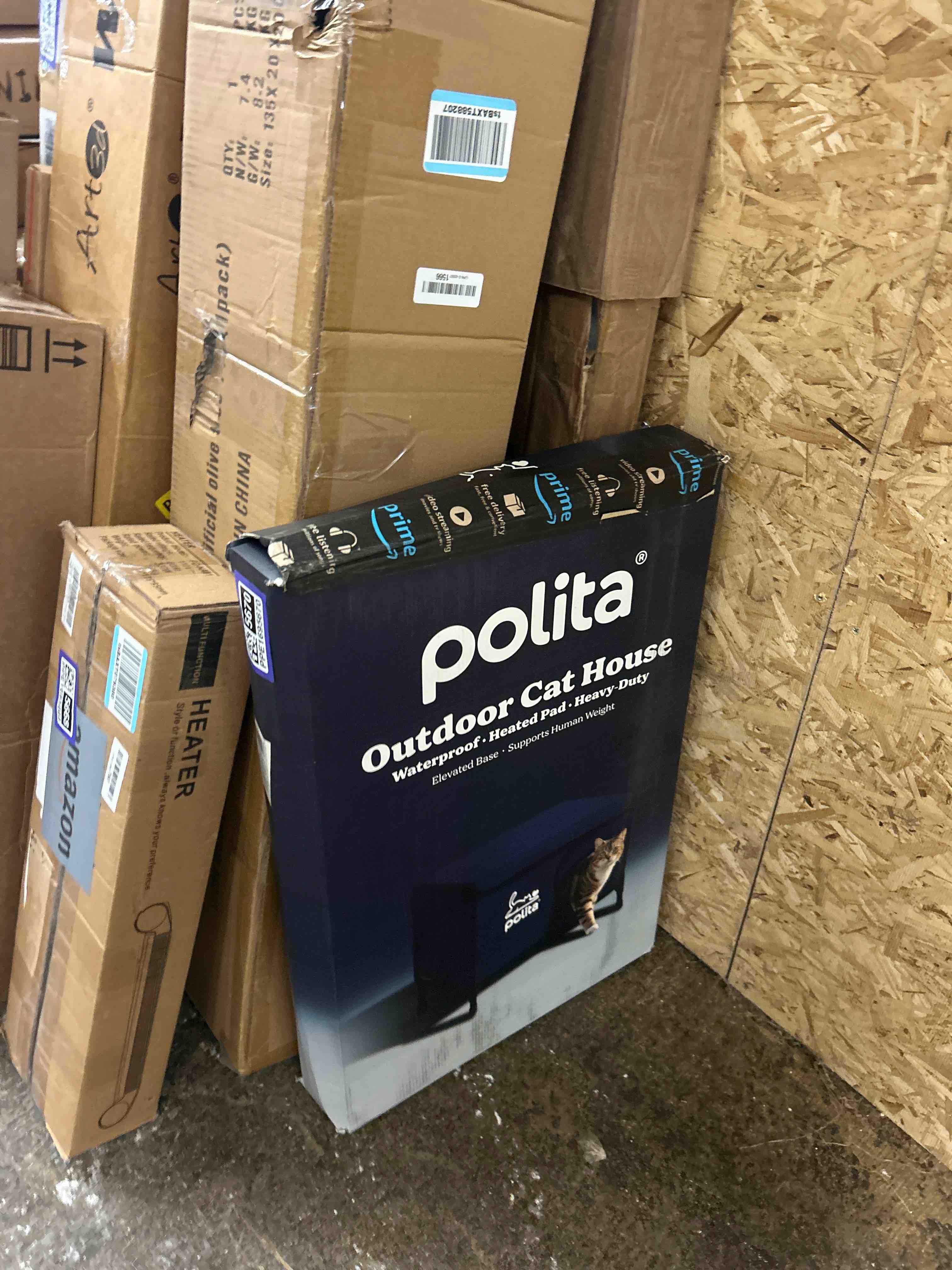 Condition photo showing New/Like New for Polita Indestructible Heated Cat House for Outdoor Cats All Seasons, Extremely Insulated & 100% Weatherproof, Elevated Feral Cat Shelter with Waterproof Eaves &Safe Escape Door for Stray & Barn Cats