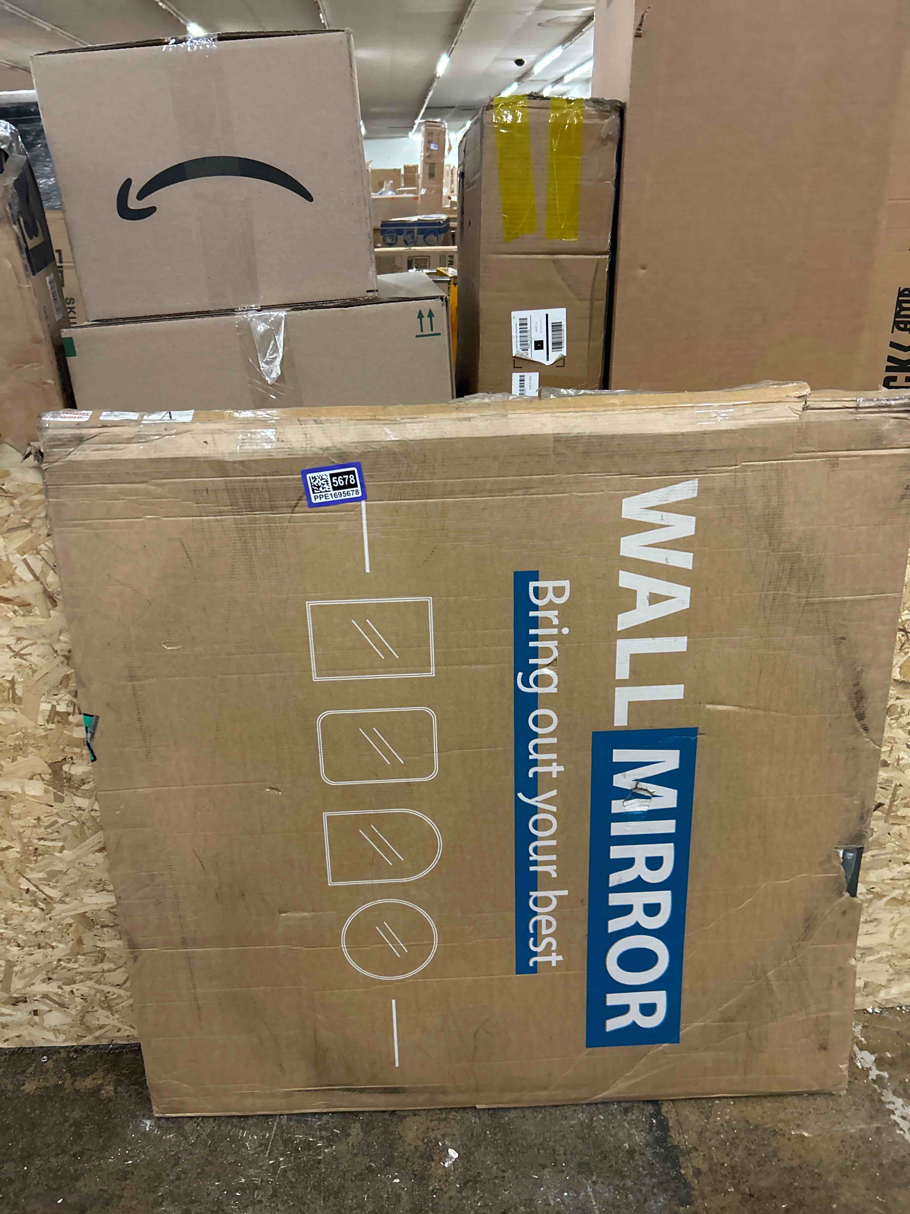 Condition photo showing New/Like New for BEAUTYPEAK 42 Inch Round Mirror, Metal Frame Circle Mirror, Wall Mounted for Entryway, Bathroom, Vanity, Living Room, Black