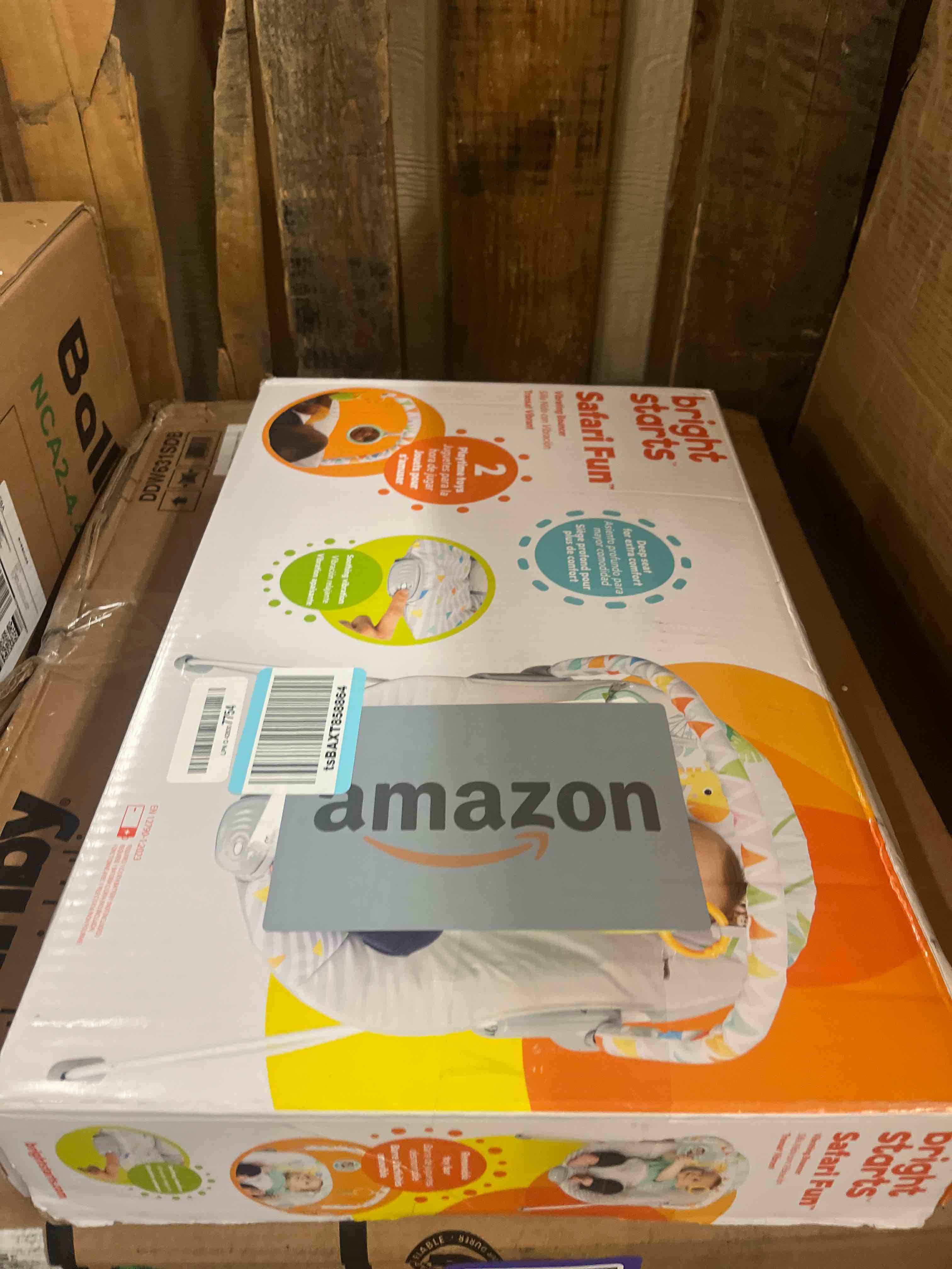 Condition photo showing New/Like New for Bright Starts Safari Fun Vibrating Baby Bouncer with Toy Bar