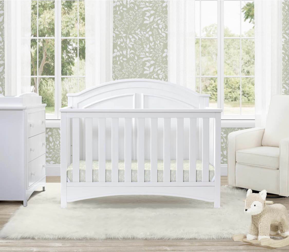Delta Children Perry 6-in-1 Convertible Crib - Greenguard Gold Certified - Bianca White