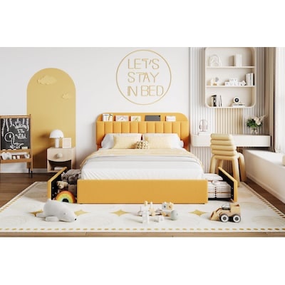 Condition photo showing New/Like New for Garvee Full Size Bed Frame with Storage Headboard- 2 Rolling Drawers- Noise-Free