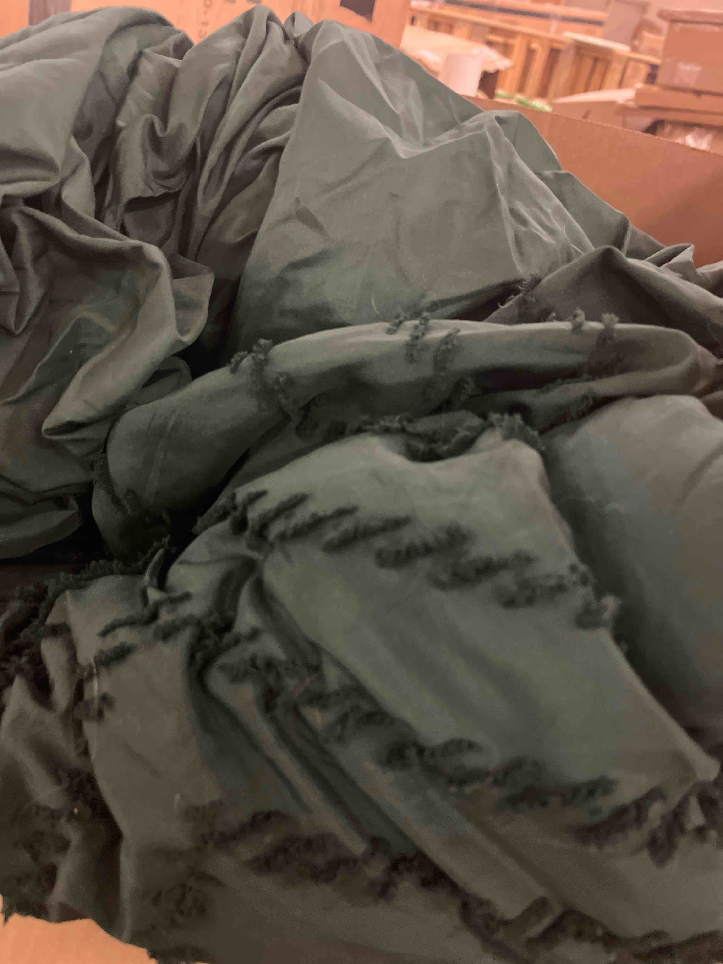 Condition photo showing Good Condition for Litanika King Size Comforter Set with Sheets Dark Emerald Green - 7 Pieces Bed in a Bag King Chevron Tufted Complete Bedding Sets with Comforter, Sheets, Pillowcases & Shams