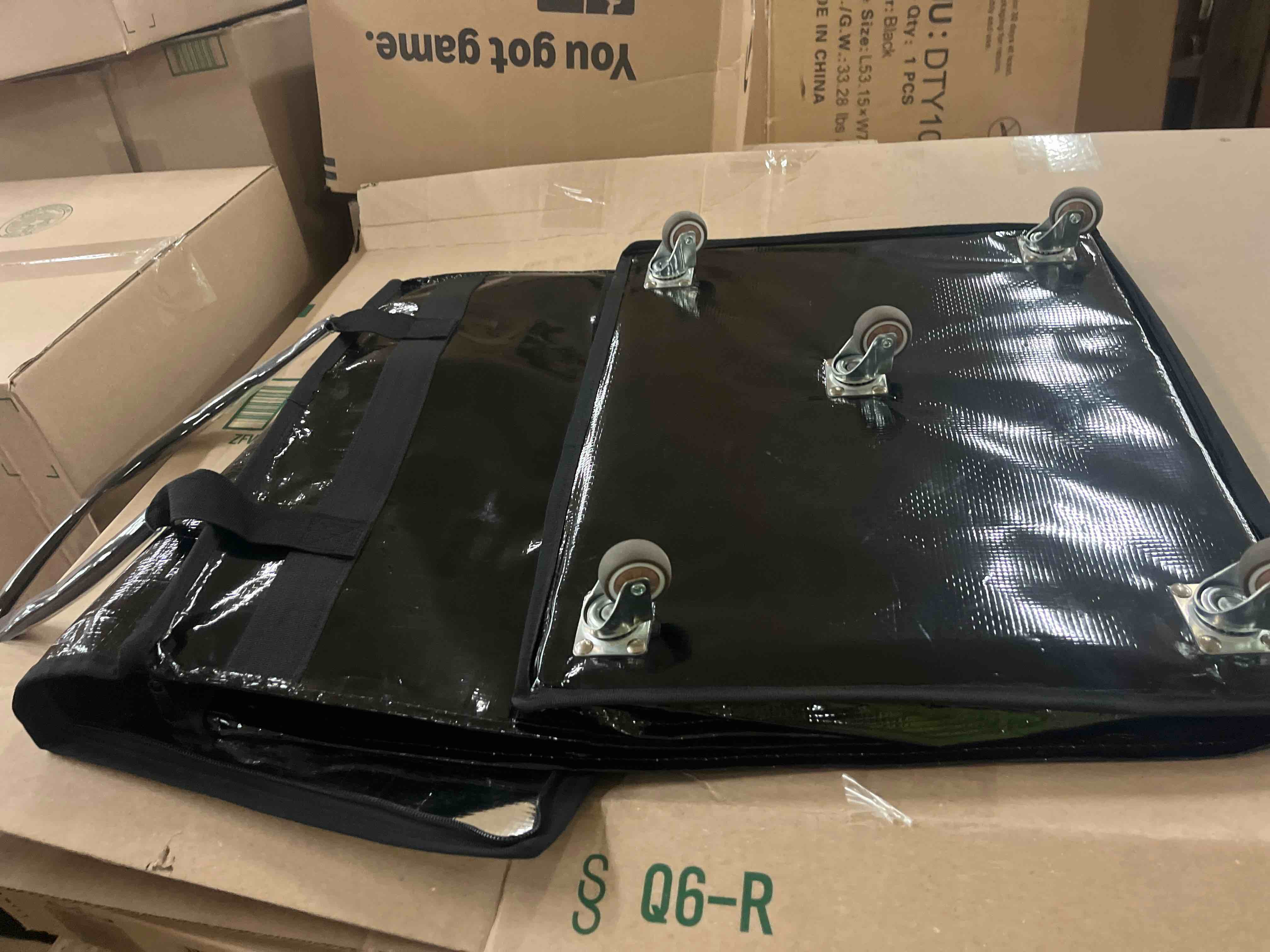 Condition photo showing Good Condition for Reusable Grocery Bag On Wheels, 70L Foldable Shopping Rolling Tote Bag with 6 Pockets, Shopping Trolley Cart with Zippered Top & 3-Way Handles, Lightweight for Moving, Camping, Travel, Medium, Black