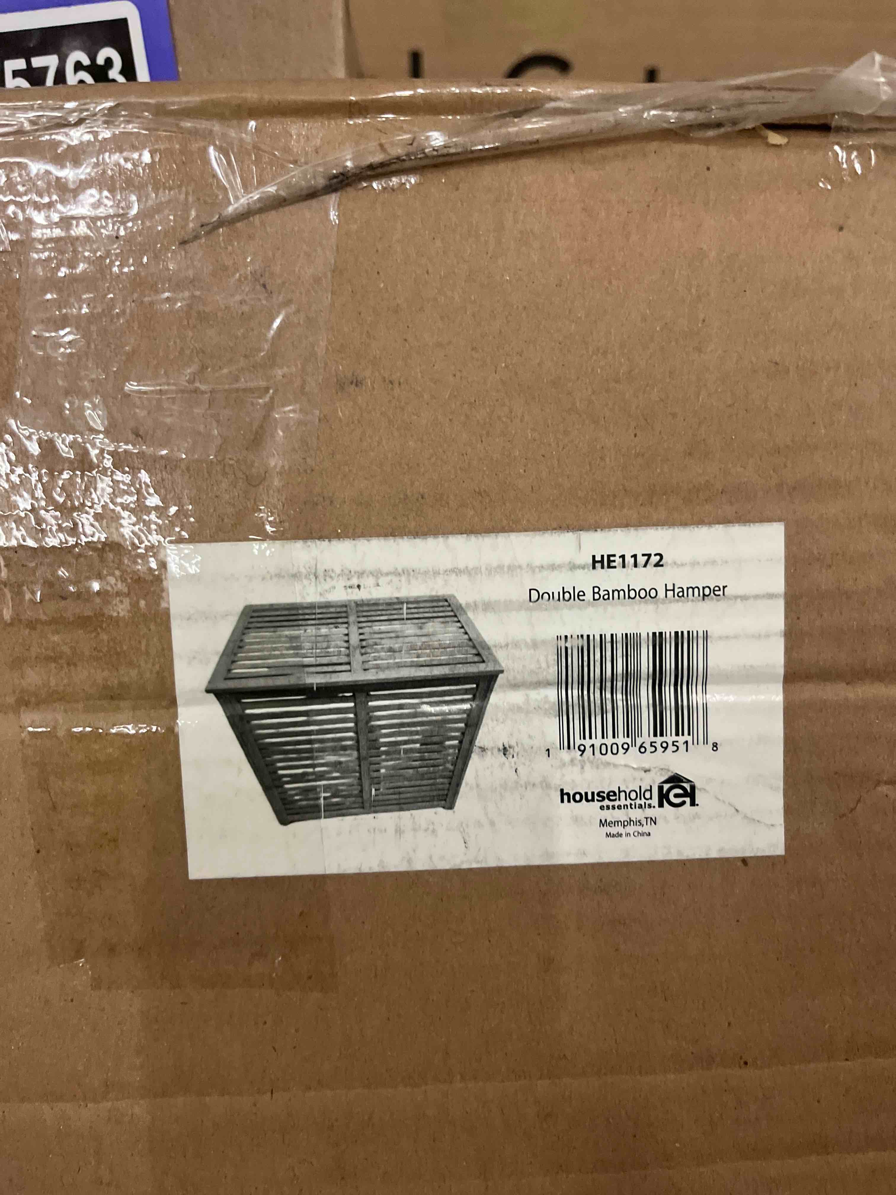 Condition photo showing New/Like New for Household Essentials Bamboo and Cotton Double Laundry Sorter with Lid and Removable Cotton Bags, Natural
