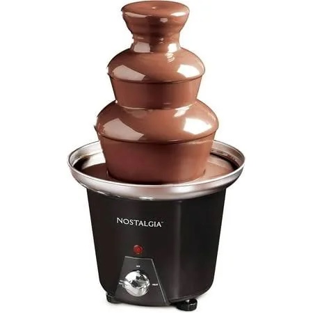 Condition photo showing New/Like New for nostalgia 3 tier chocolate fondue fountain 24 oz electric fondue machine  black