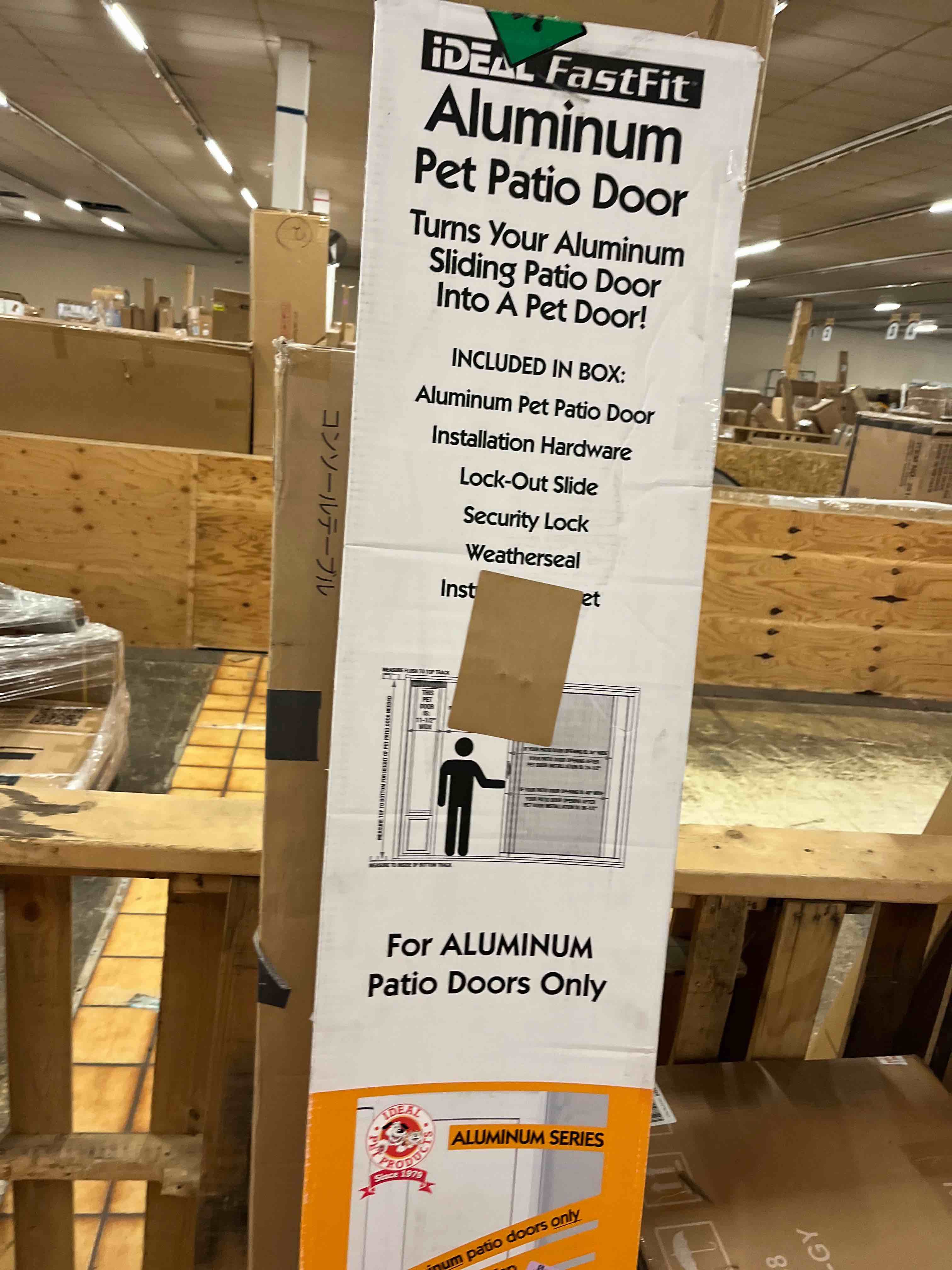 Condition photo showing New/Like New for ideal pet glass pet door aluminum 77.6 in. h x 11.5 in. w