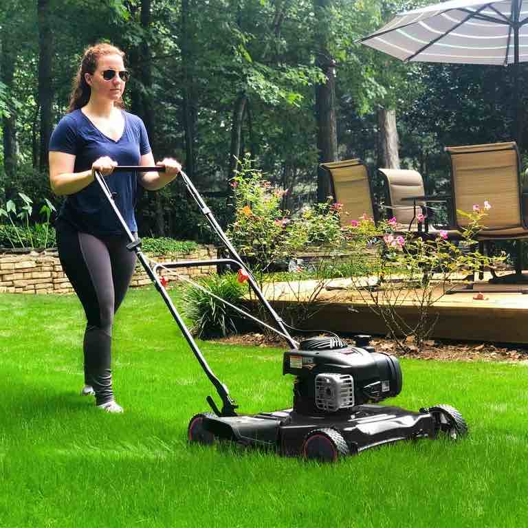 hyper tough 20" 125cc gas powered walk-behind push lawn mower with briggs & stratton engine, black