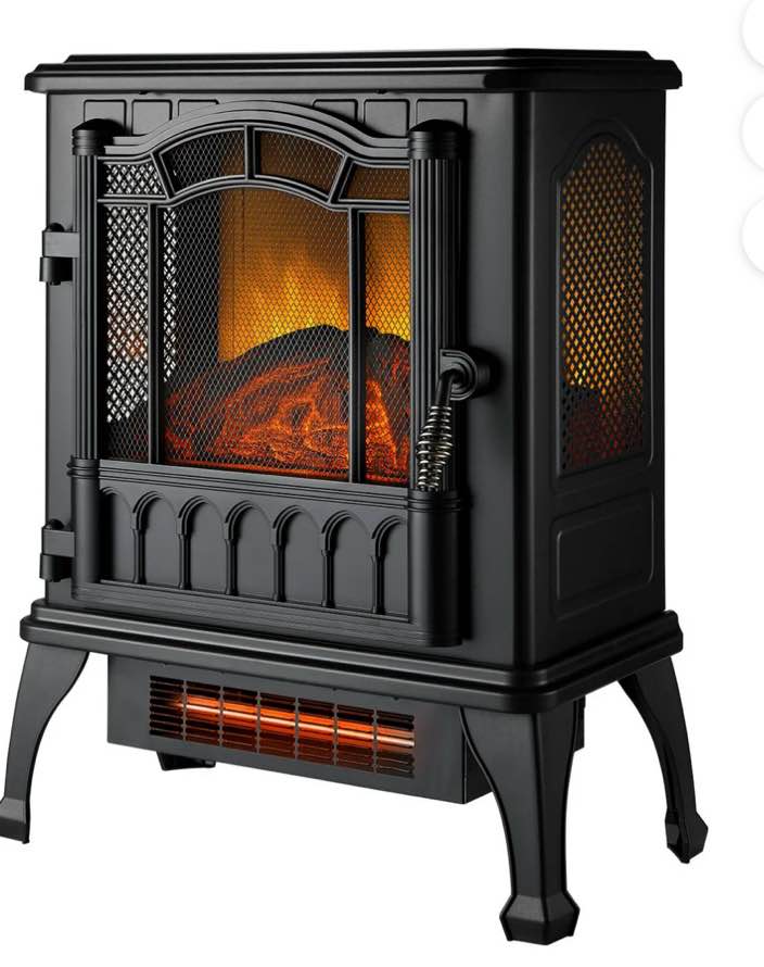 Mainstays New 2-Setting 3D Electric Stove Heater with Life-like Flame, Black