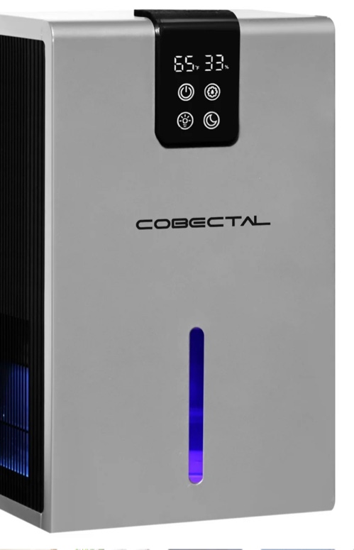 Cobectal Dehumidifier for Room with Auto Shut off, Sleep Mode 900 sq.ft with 7 Colors LED Light, Silver