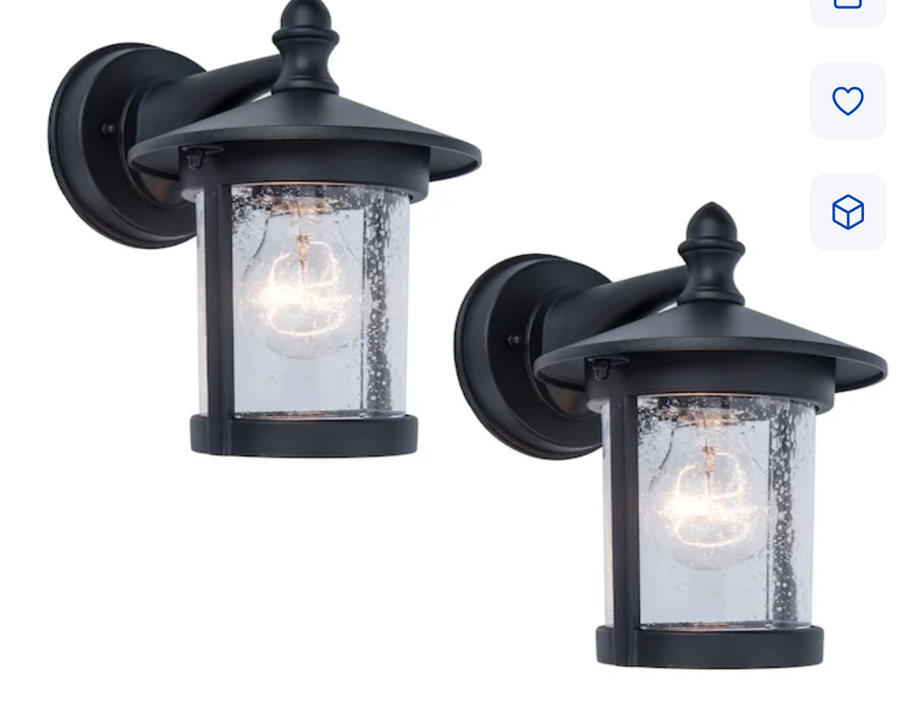UME 2-Pack 2-Light 8.78 in H Matte Black Handwired Outdoor Wall Light 