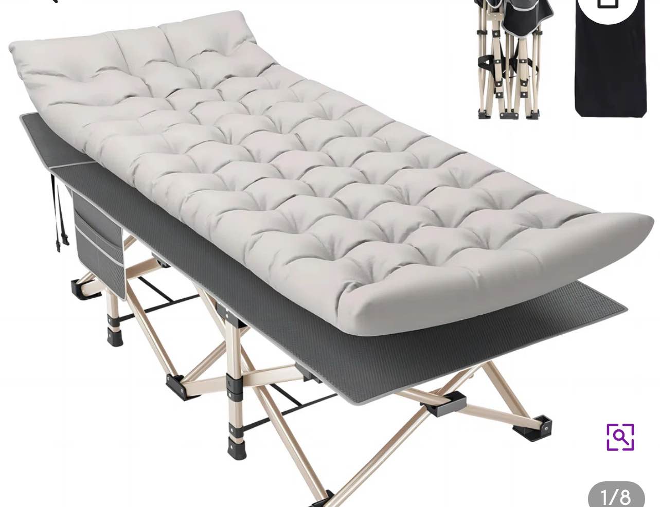 Folding Camping Cot with Cotton Mattress 
