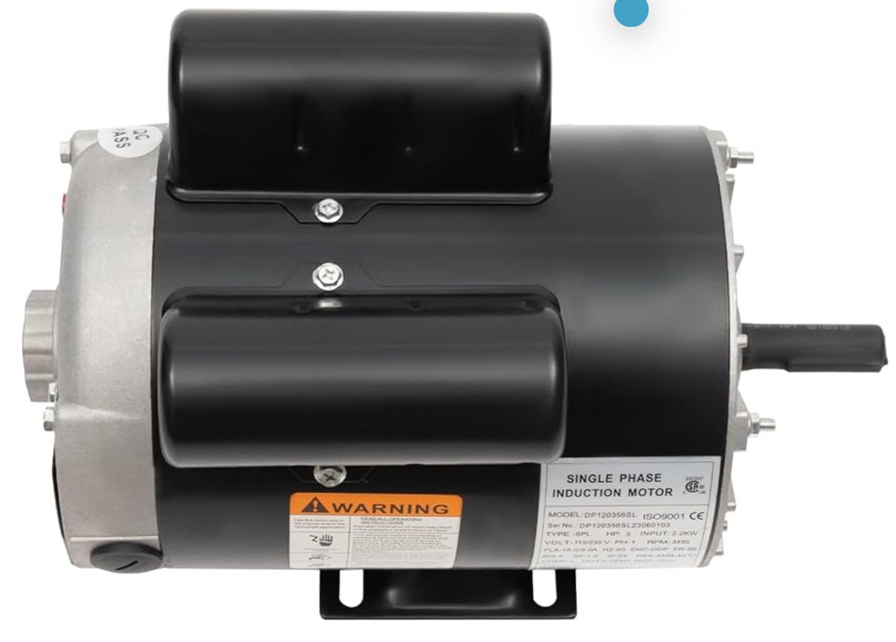 3HP 3600RPM Electric AC Motor Single Phase 56 Frame Air Compressor Motor CCW Reversible 5/8" Shaft Diameter Electric Motorfor Air Compressor General Equipment