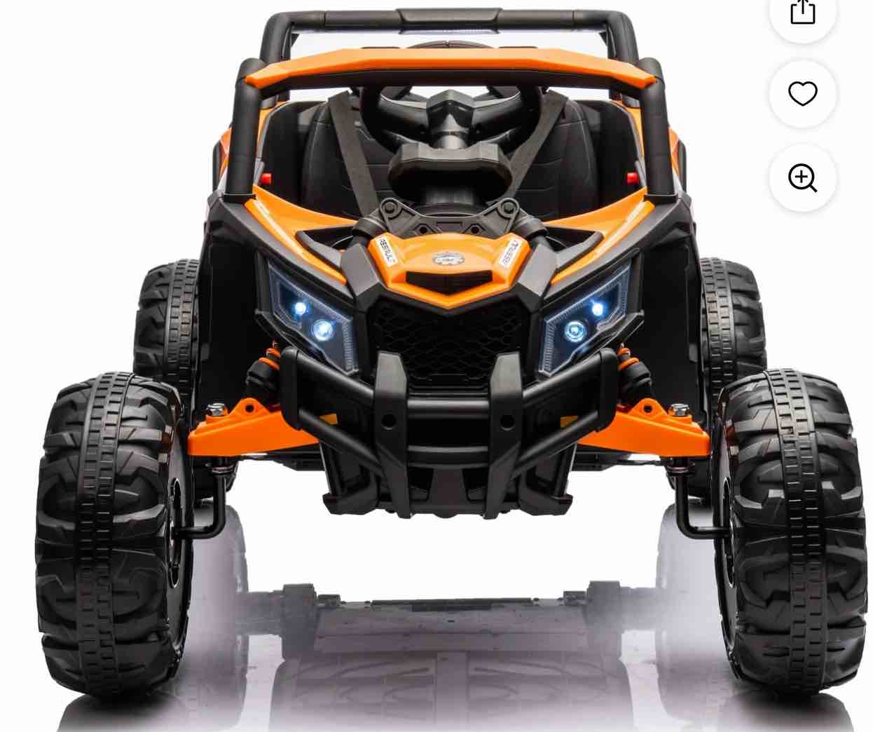 Powered Ride on Toy UTV for Boys, 24 Volt Ride on Cars with Remote Control, Bluetooth, Music Player, Spring Suspension, LED Lights, Larger Seat 4 Wheeler Electric Cars for Kids Girls Gifts, Orange
