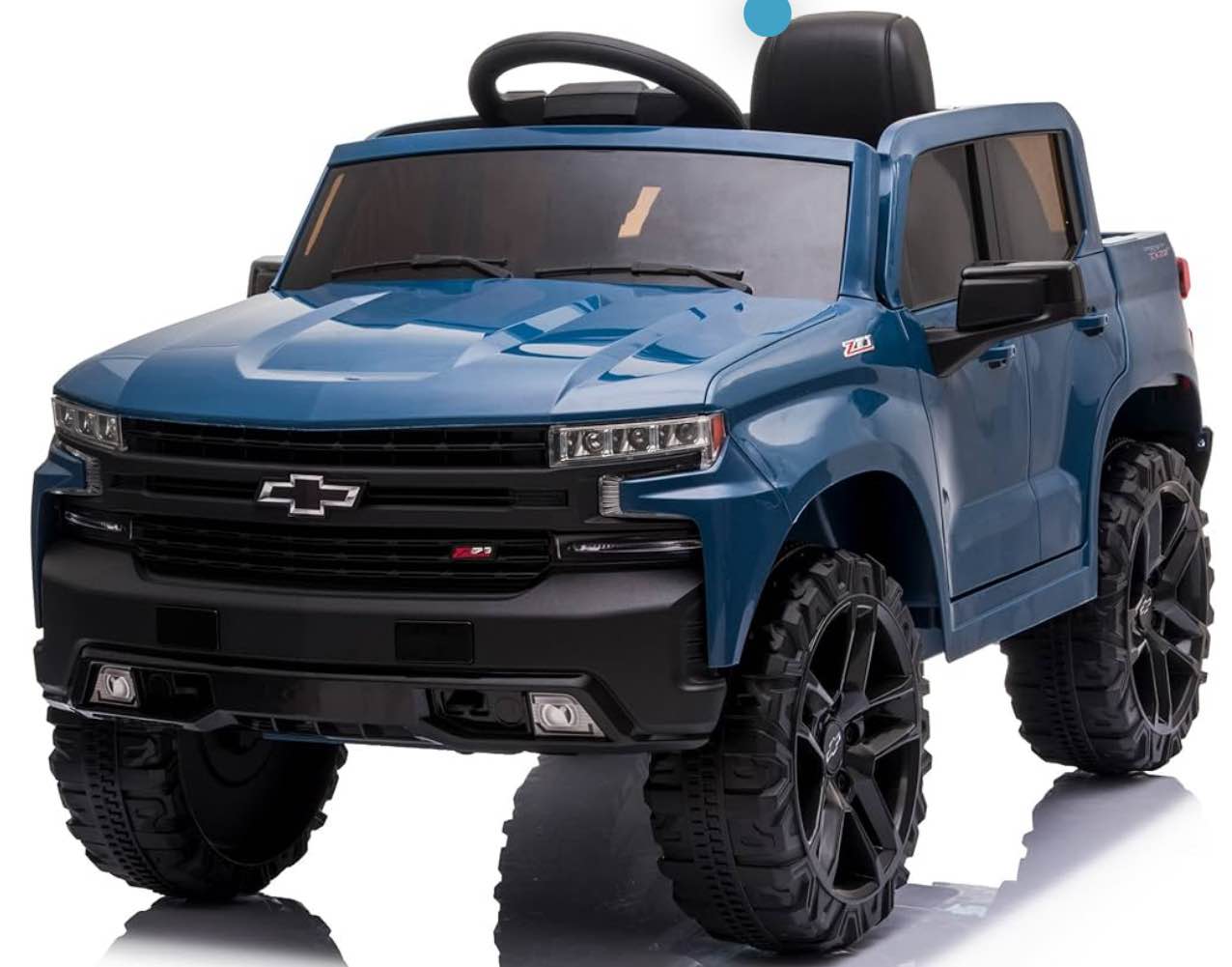 Kidzone 12V Battery Powered Licensed Chevrolet Silverado Trail Boss LT Kids Ride On Truck Car Electric Vehicle Jeep with Remote Control, MP3, LED Lights - Red