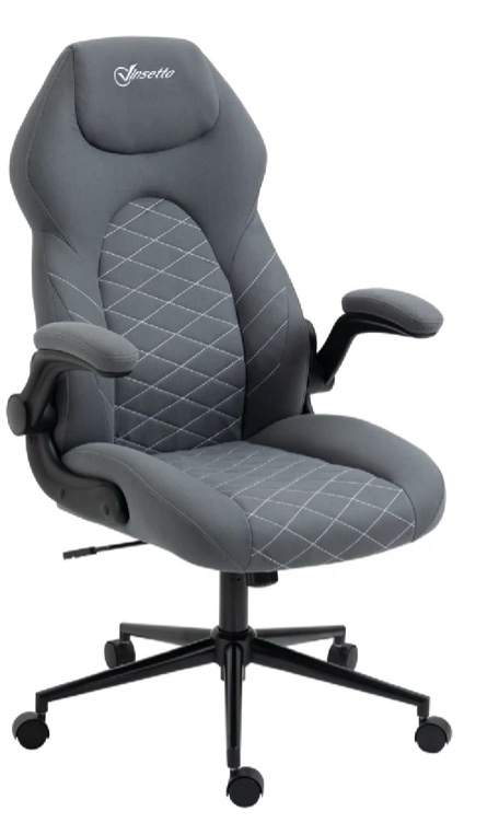 Vinsetto Home Office Chair, Height Adjustable Desk Chair with Flip Up Armrests, Swivel Wheels and Tilt Function, Dark Gray ( Incomplete Missing Bottom Base)