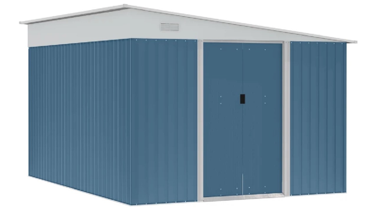 Outsunny 11' x 9' Metal Outdoor Storage Shed, Tool House with Double Lockable Doors for Backyard, Patio, Lawn, Garage, Blue ( Incomplete BOX 3 of 4 ONLY)