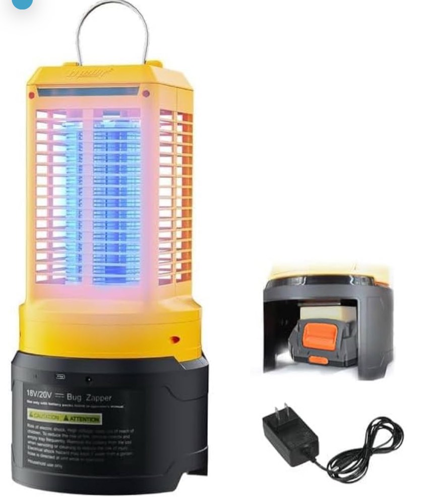 Bug Zapper Outdoor, MaxMore Mosquito Killer Compatible with DeWalt 20V MAX Battery, Corded/Cordless, Type-C Charger, 2550V Electric Fly Trap for Patio, Yard, Home, Camping