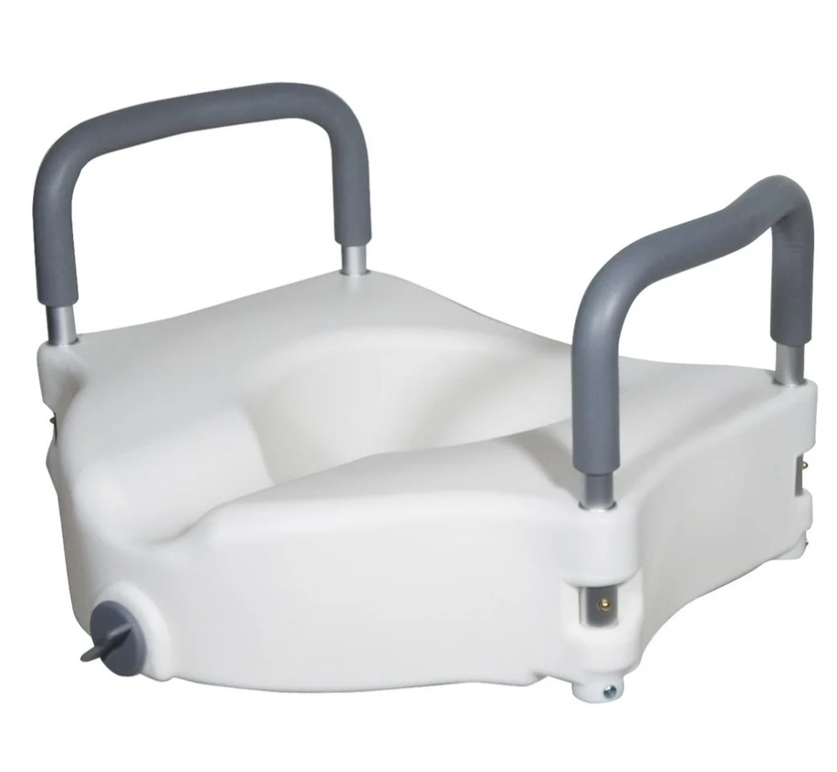 Drive Medical Elevated Raised Toilet Seat with Removable Padded Arms, Fits Most Toilets