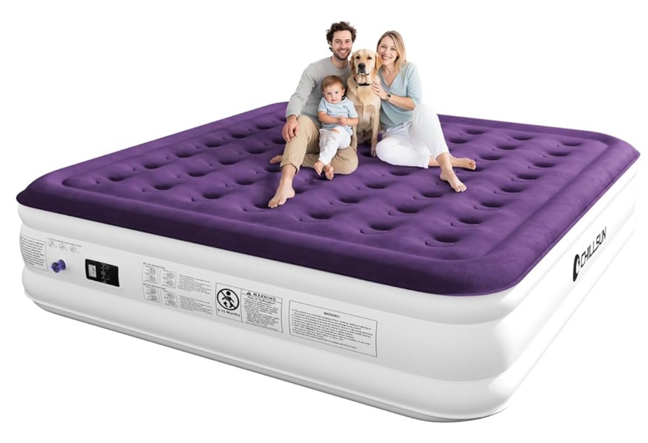 CHILLSUN King Air Mattress with Built in Pump, 18" Raised Comfort Blow up Mattress, Upgraded Air Bed Inflatable Mattress for Guests & Home, colchones inflables, AirBed, 750lbs Max