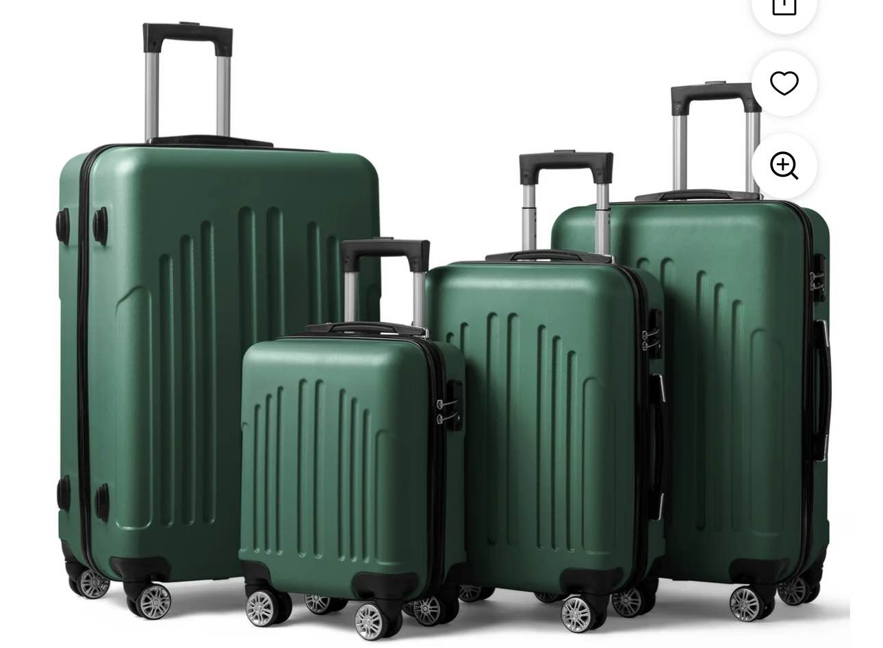 Retro Green Curved Vertical Stripe 4-in-1 Trolley Case - Lightweight, Multi-function, Stylish Design for Travel and Everyday Use ( Incomplete LARGE ONE ONLY)