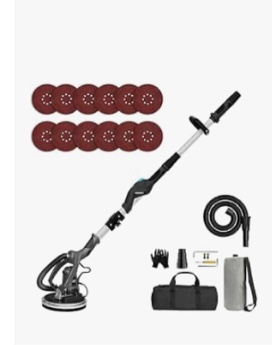 Drywall Sander with Vacuum, IMQUALI® 9.5A 1050W Electric Sander Tool with Variable Speed 600-2600RPM, Popcorn Ceiling Removal Tool with Extendable Handle, LED Light, 12pcs Sanding Discs, Black, IMQ919