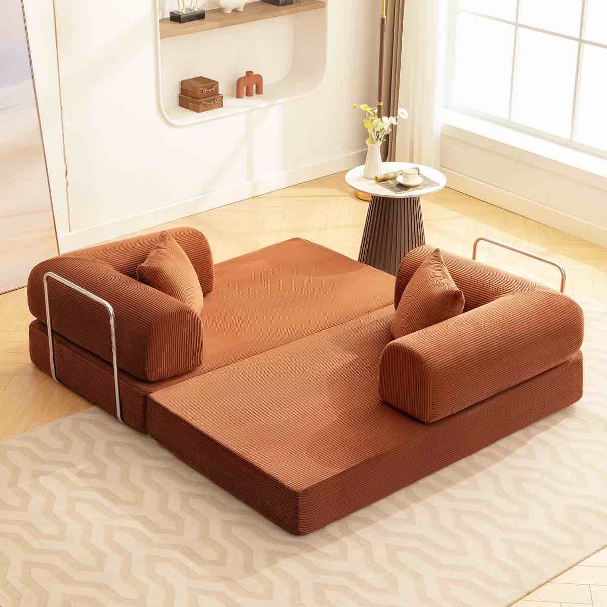 Foldable Three Person Fabric Sofa Bed, high Rebound Density Sponge Sofa (One Corner Cushion Only)