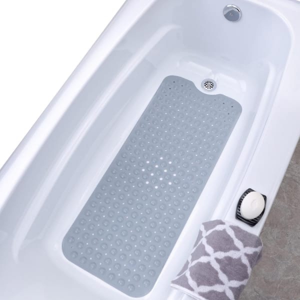(SET OF 2) 16 in. x 39 in. Extra Long Bath Mat in Gray