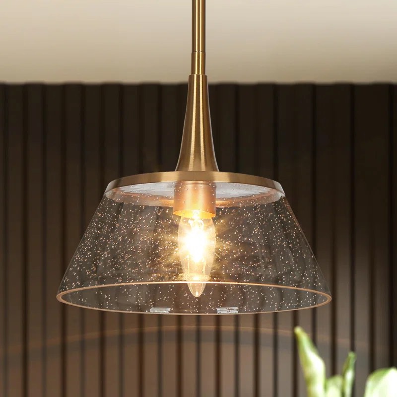 Jonesboro 1 - Light 9'' W Bubble/ Seeded Cone Kitchen Island Single Pendant UL Certified