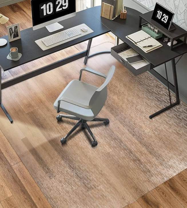 Clear Chair Mat, TYDLE 50" x 65" Large Office Chair Mat for Hard Floor, Vinyl Chair Mat for Gaming Chairs, Slip Resistant Floor Protector Rolling Computer Desk Mat for Hardwood Floor, Clear