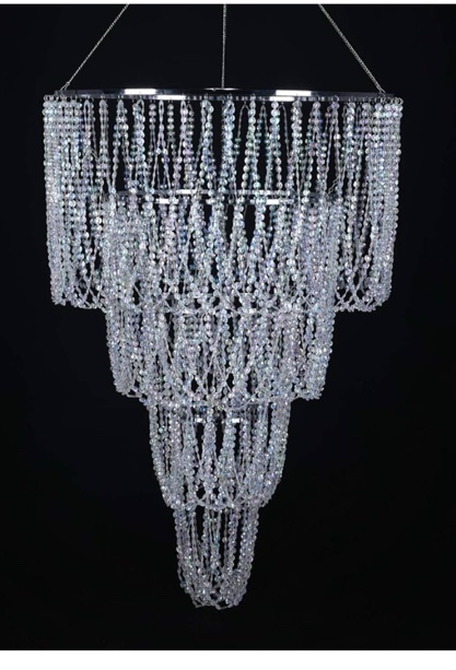 FlavorThings 4 Tiers Large Wedding Chandelier,Faux Crystal Iridescent Beaded Swag Chandelier, 24" Wide 3 Ft Long,Great idea for Centerpieces Decorations and Any Event Party Prom Home Decor
