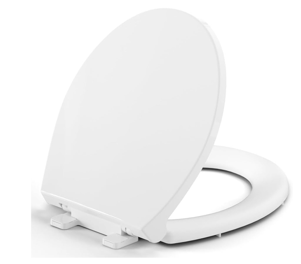 Round(Standard) Toilet Seat, Soft-Slow Close, Round Toilet Seat For Round Toilets, Quiet-Close Lid And Seat, Easy To Install And Clean, Never Loosen, White(16.5")