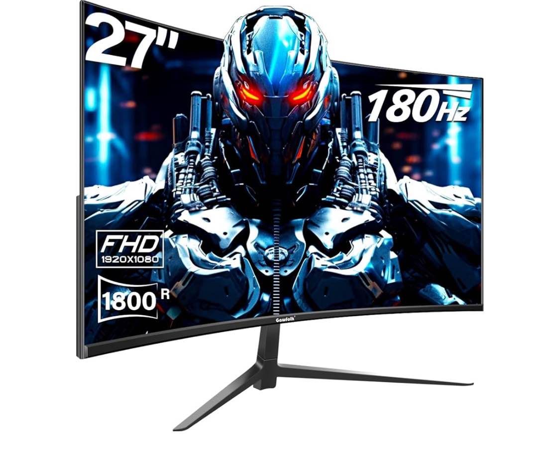 27 inch Curved Gaming Monitor,144Hz/180Hz PC Monitor Full HD 1080P, Frameless 1800R Computer Display with FreeSync & Eye-Care Technology, Wall Mountable, DP, HDMI Port (Black)