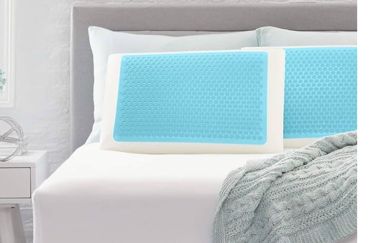 Comfort Revolution Blue Bubble Gel + Memory Foam Pillow, Standard (Pack of 1), White