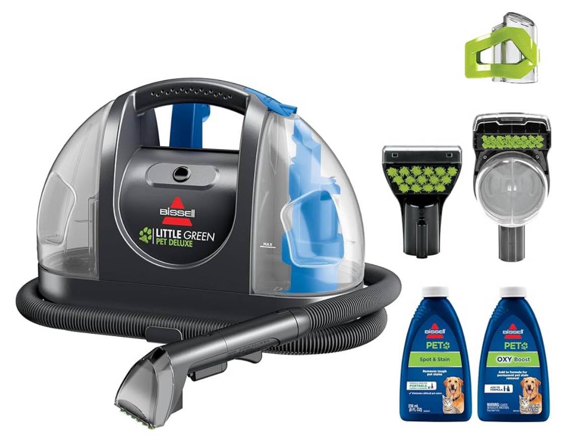 Bissell Little Green Pet Deluxe Portable Carpet Cleaner and Car/Auto Detailer, 3353, Gray/Blue