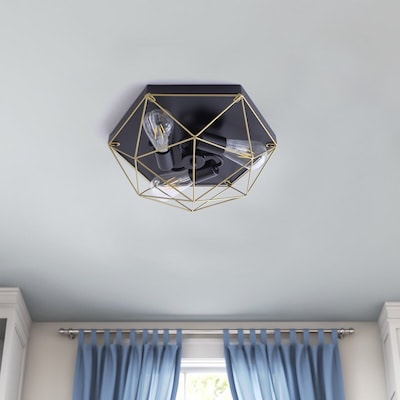 Aiwen 3-Light 15-in Black Flush Mount Light ENERGY STAR