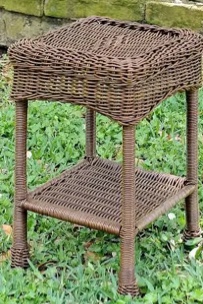 International Caravan Furniture Piece Small Pvc Resin Side Table, Mocha