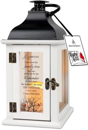 Customizeable Memorial Lantern with Sympathy Wind Chimes -Memorial Gifts for Loss of Mother, Wife, Husband, Dad & Loved Ones. Remembrance & Bereavement Gifts. Perfect for Outdoor Patio, Porch and Home