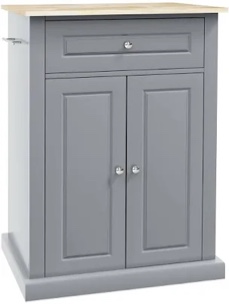 HOMCOM Rolling Kitchen Island Cart, Portable Serving Trolley Table with Drawer, Adjustable Shelf and 2 Towel Racks, Grey