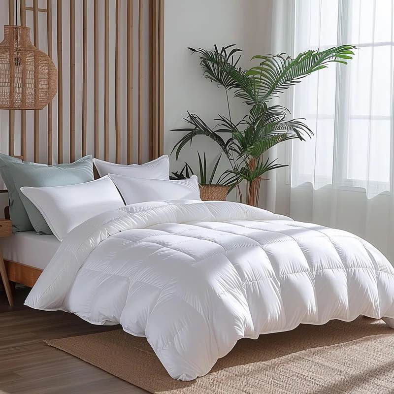 All Seasons Goose Down Comforter King Size, 106X90 Inches, 100% Cotton Cover, 48 Oz Fill Weight, 750 Fill Power, Lightweight, Fluffy, Machine Washable, 3D Baffle Box, White By Hokku Designs