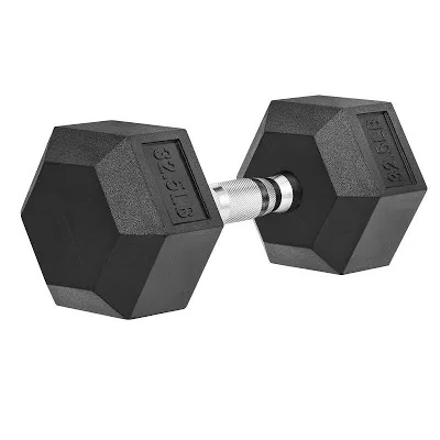 Hex Dumbbells Rubber Coated Cast Iron Hex Black Dumbbell Free Weights for Exercises