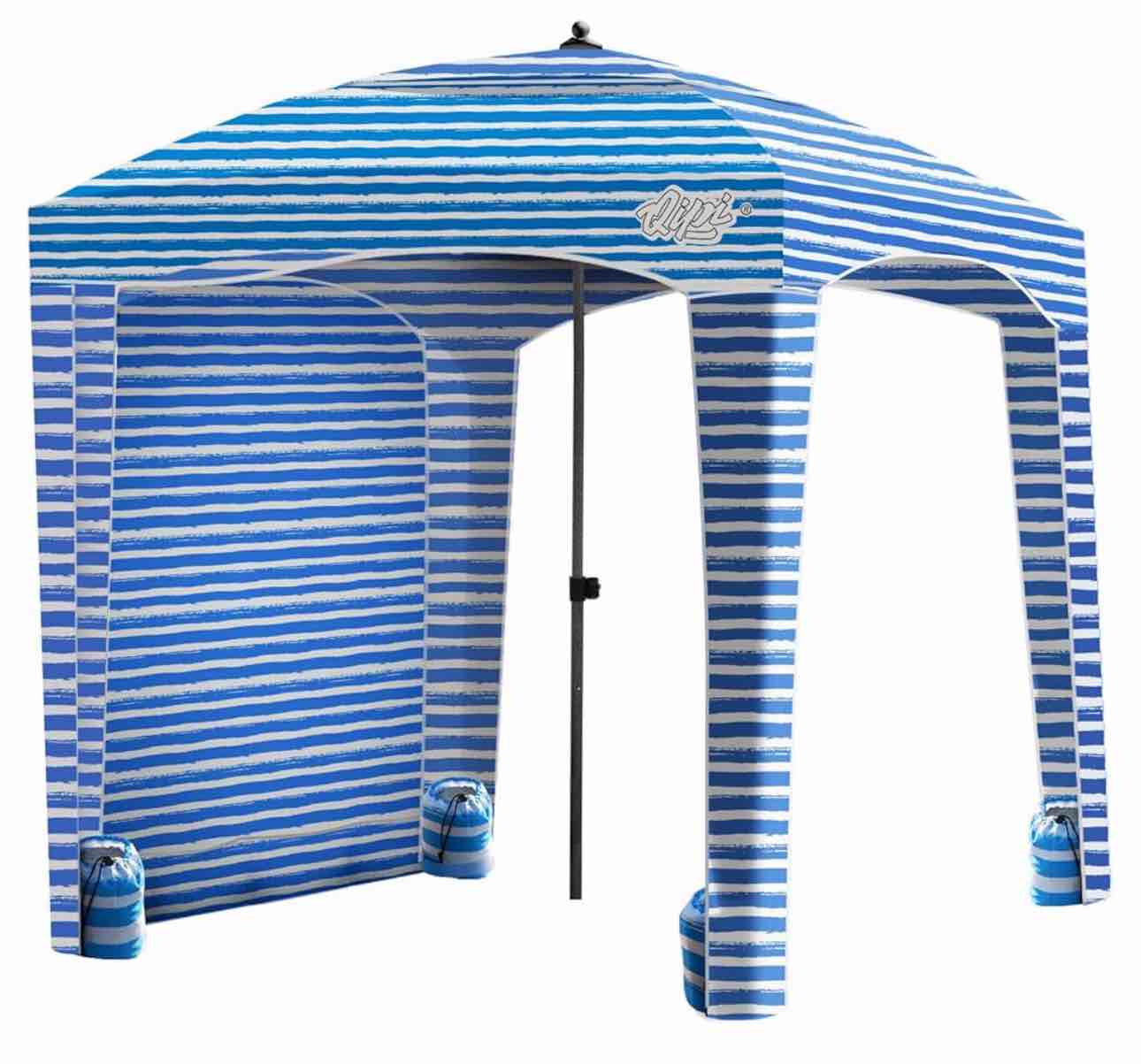 Qipi Beach Cabana - Easy to Set Up Canopy, Waterproof, Portable 6' x 6' Beach Shelter, Included Side Wall, Shade with UPF 50+ UV Protection, Ultimate Sun Umbrella - for Kids, Family & Friends